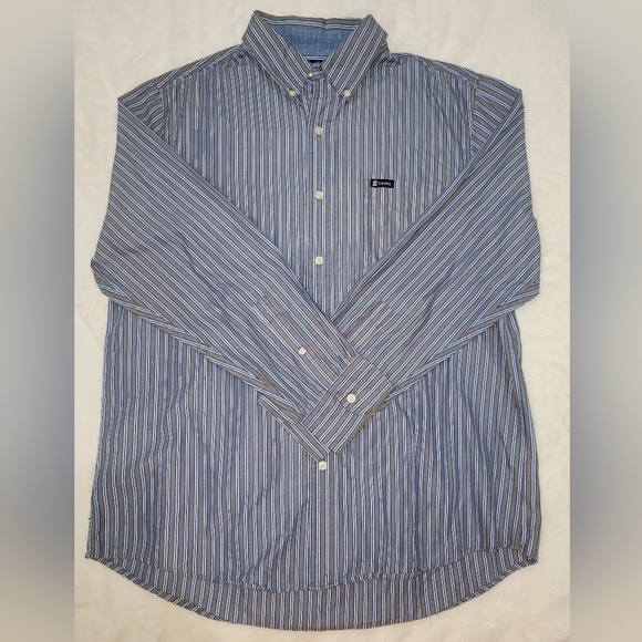 Chaps Blue and White Casual Button Down Shirt - Picture 1 of 9